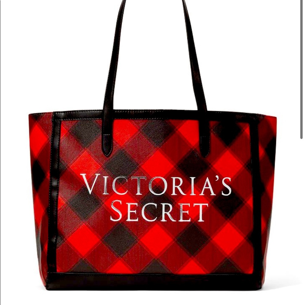 NWT VS SOLD OUT Black and Red Plaid Carryall Tote